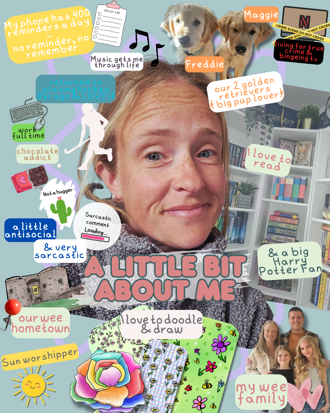 a photograph with lots of small text and images depicting the personality of the person