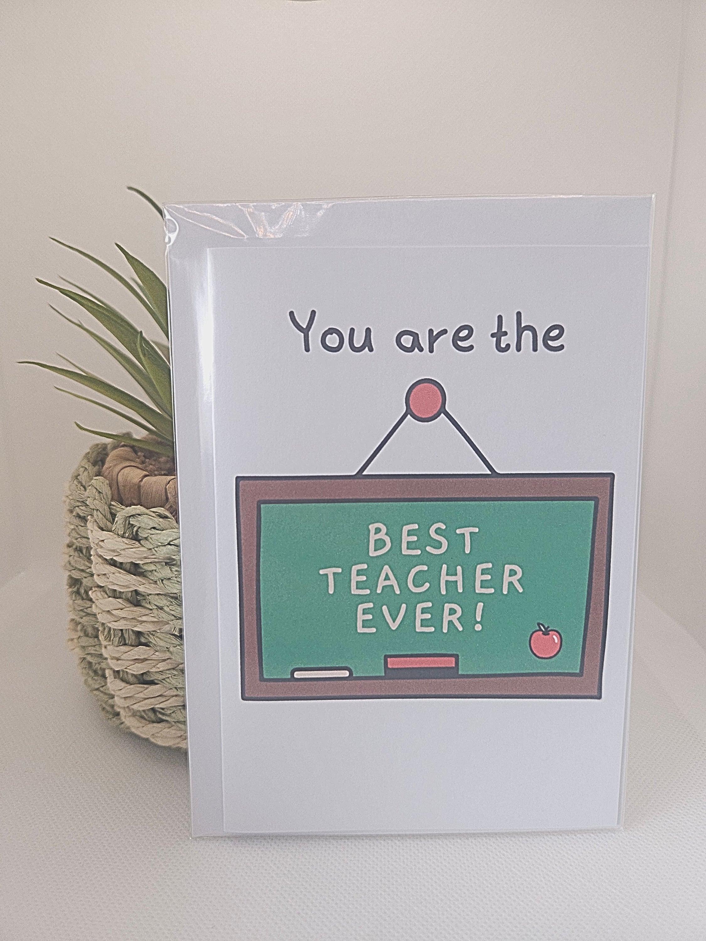 Card with 'You are the best teacher ever!' text on a white background