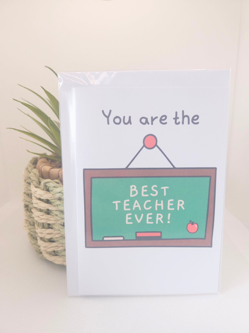 Card with 'You are the best teacher ever!' text on a white background