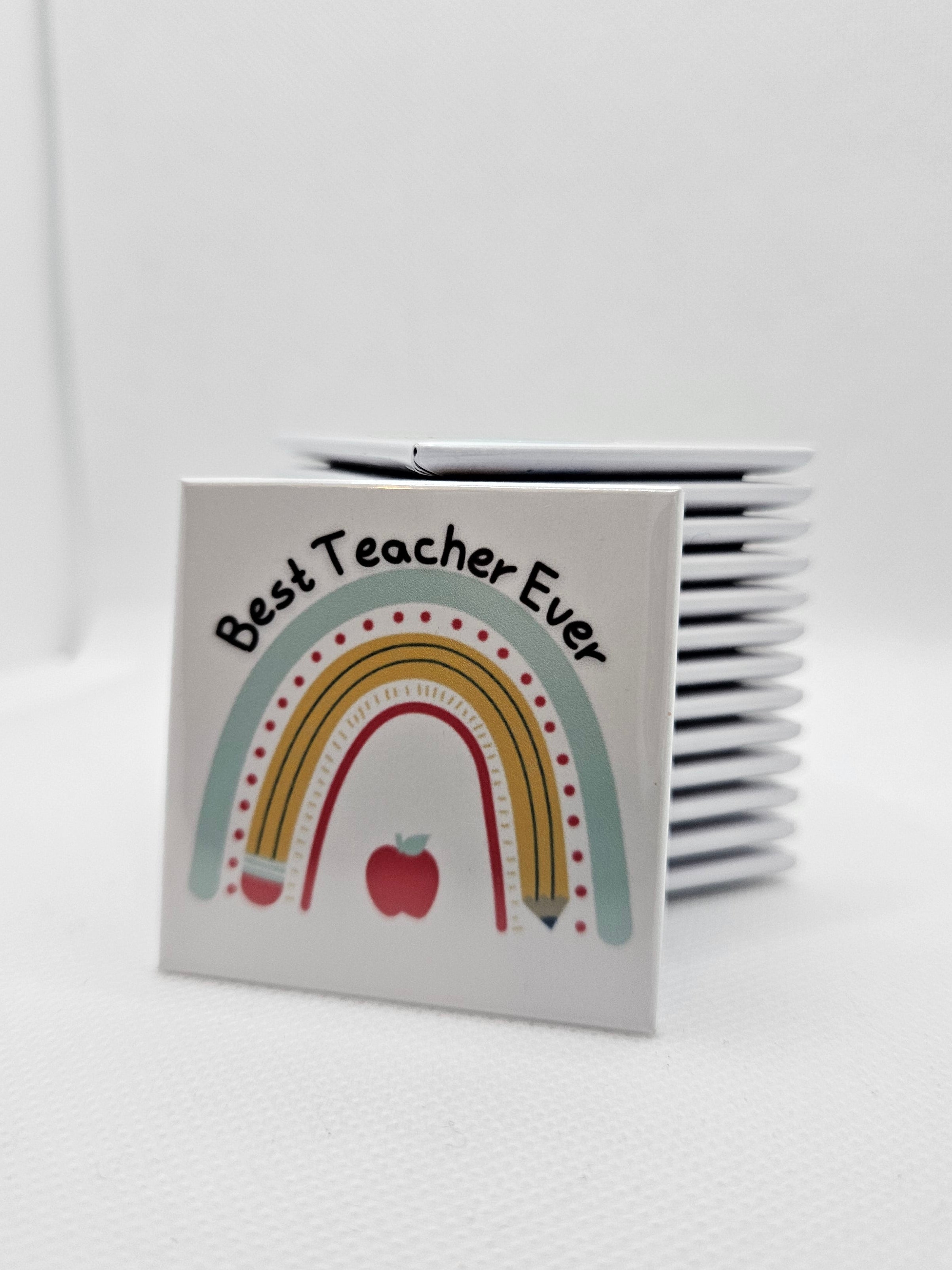 best teacher ever printed on a white background with a pencil in the form of a rainbow