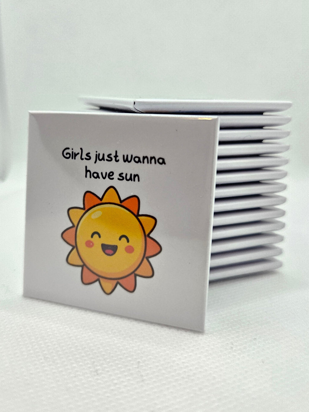 cartoon sun with text on a white background