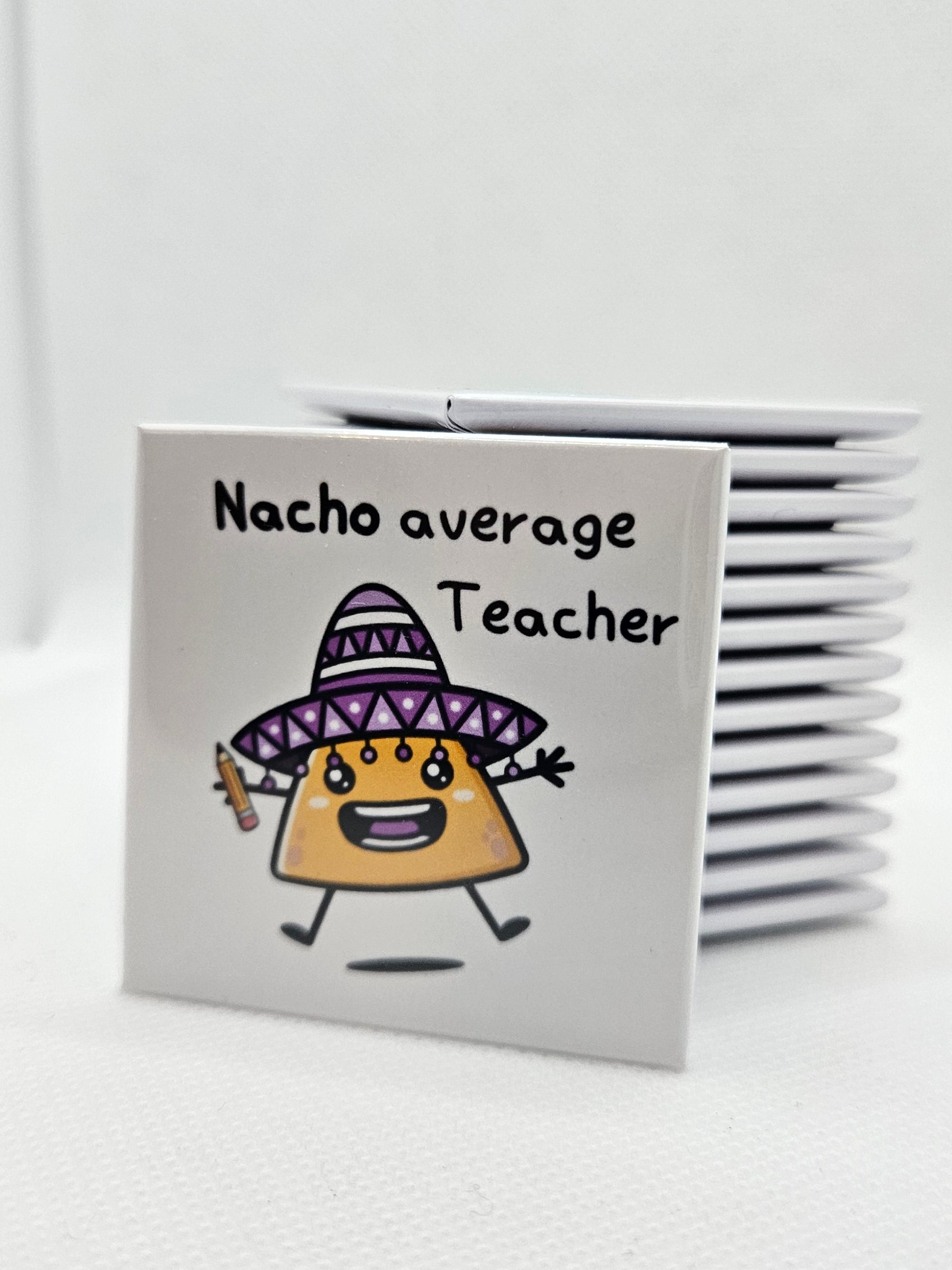 magnet with white background and humorous cartoon nacho 