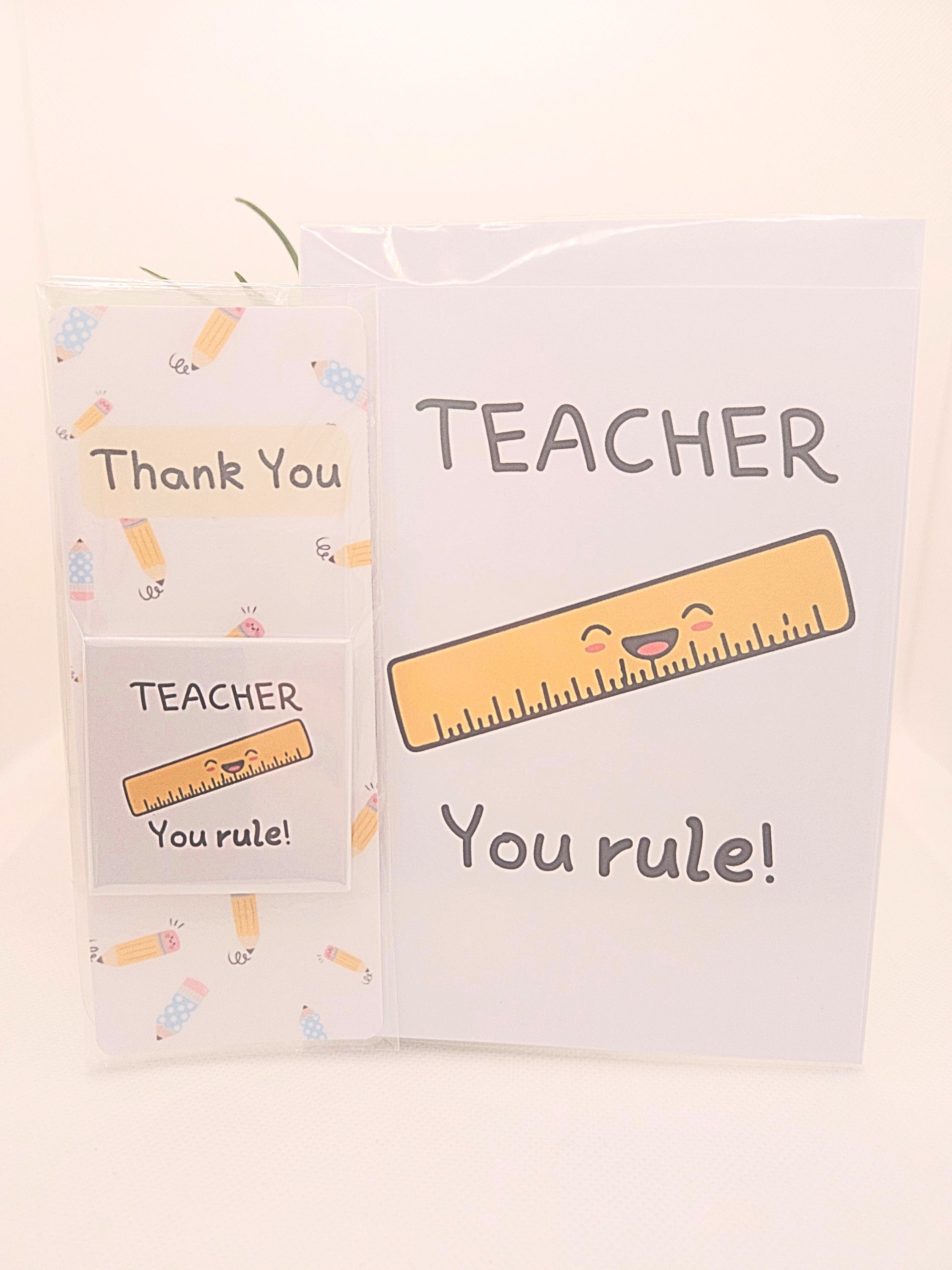 magnet bookmark and card with a cartoon ruler