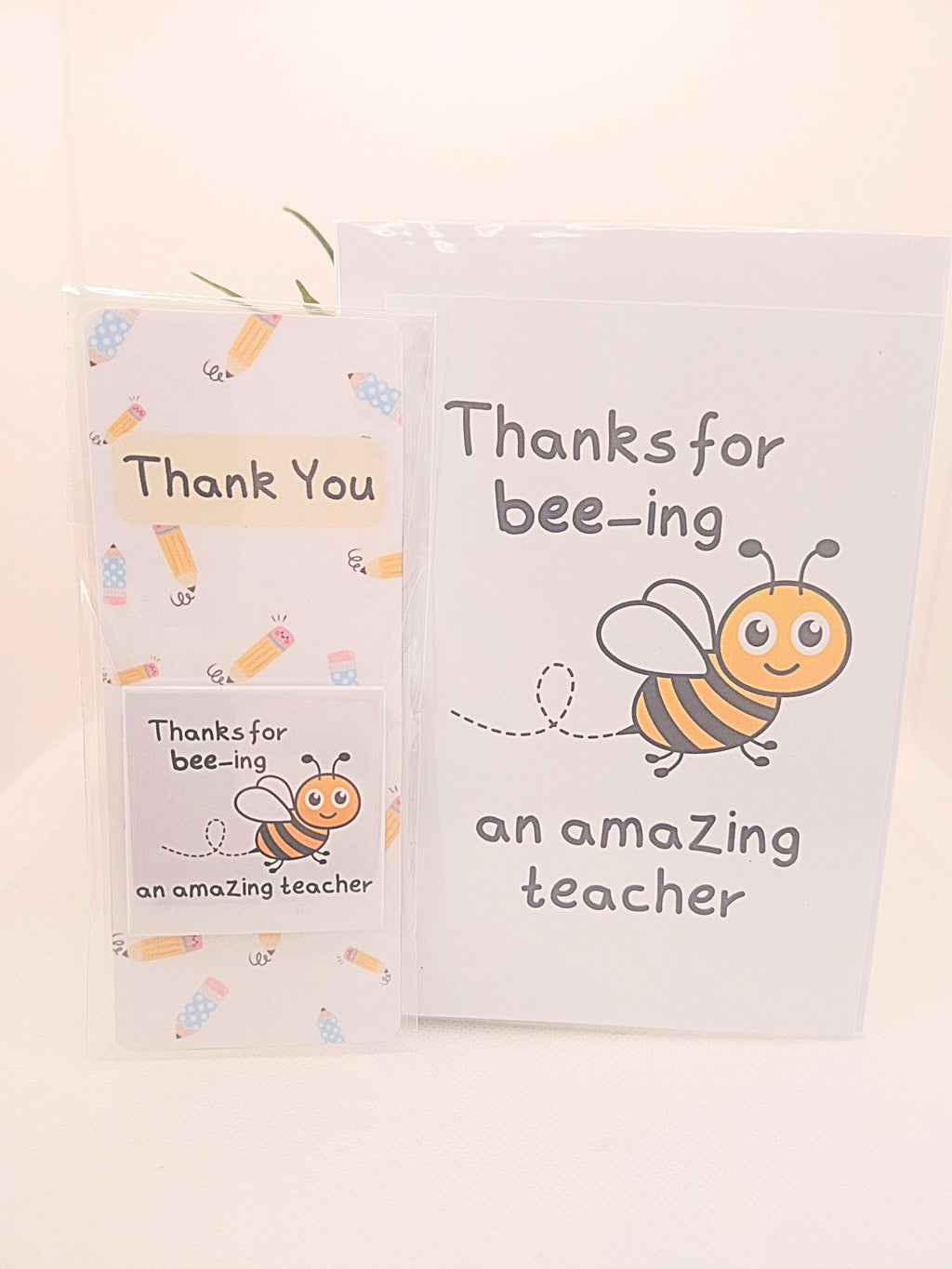 card magnet and bookmark with a cartoon bee 