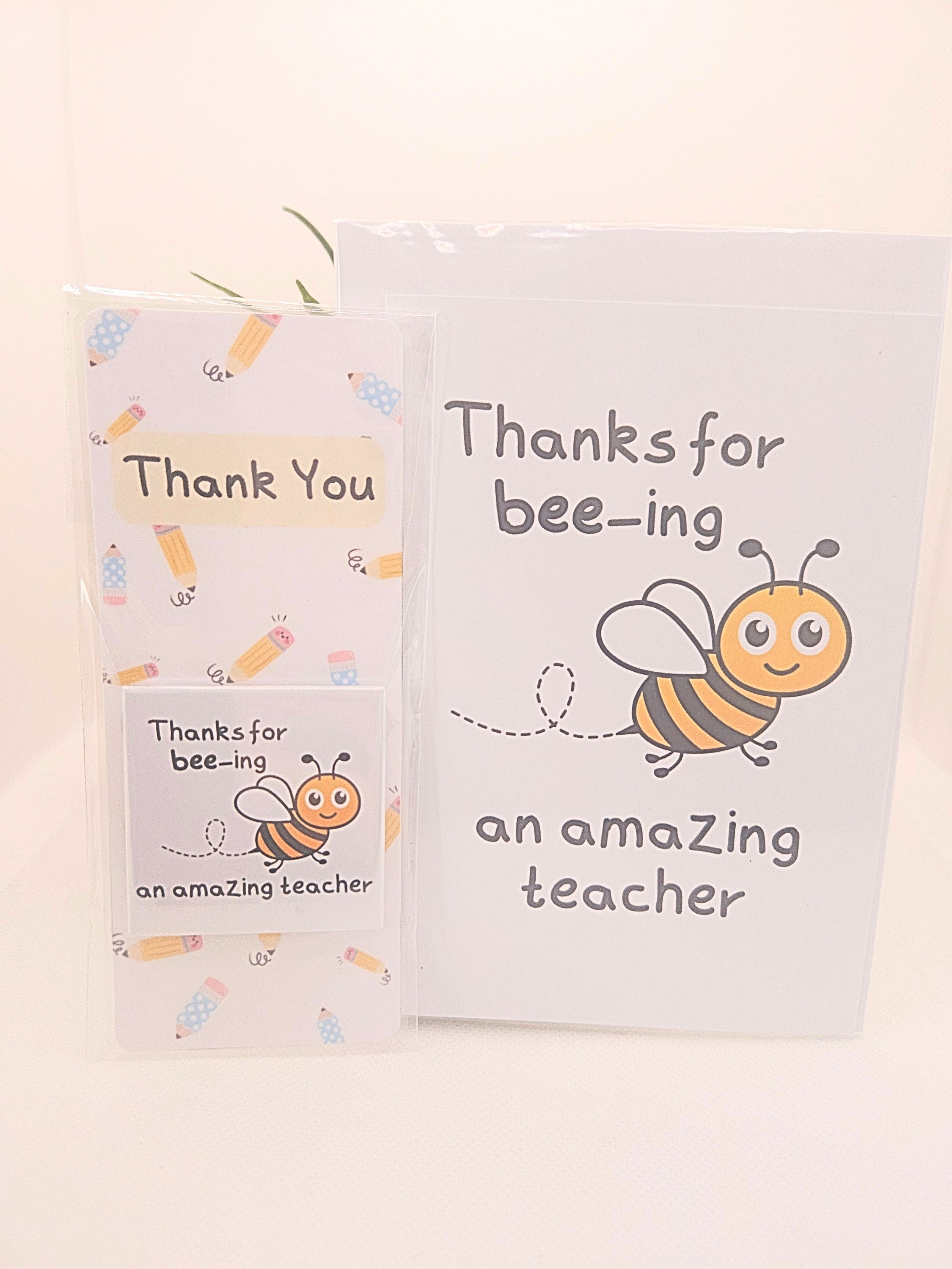 card magnet and bookmark with a cartoon bee 